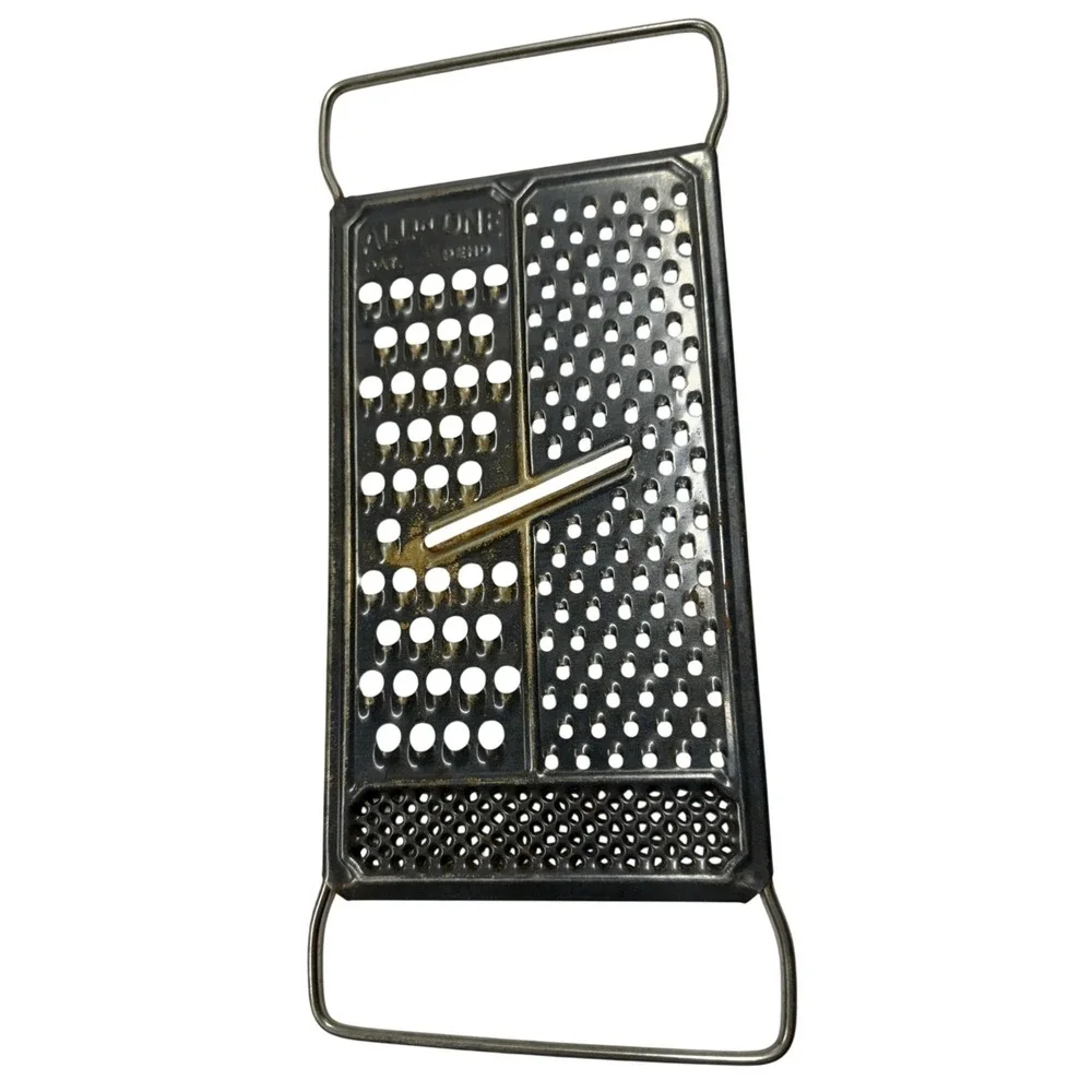 Vintage All-in-One Metal Hand Grater Slicer Multi Tool Primitive Kitchen Decor